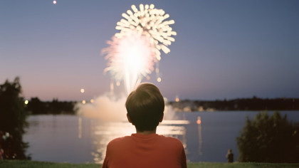 Boy looking at fireworks