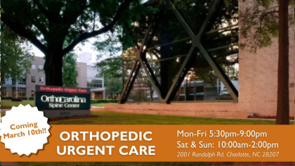 OrthoCarolina's Center City Charlotte Orthopedic Urgent Care Opens March 10th